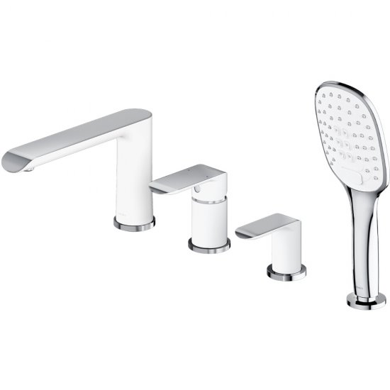 OMNIRES Bateria nawannowa SACRAMENTO 4-otworowa chrom biały połysk SC2332CRB