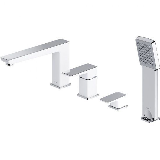 OMNIRES Bateria nawannowa PARMA 4-otworowa chrom biały połysk PM7432CRB