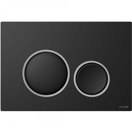 CERSANIT Przycisk spłukujący do WC LUNA czarny mat, ring chrom mat K97-0633