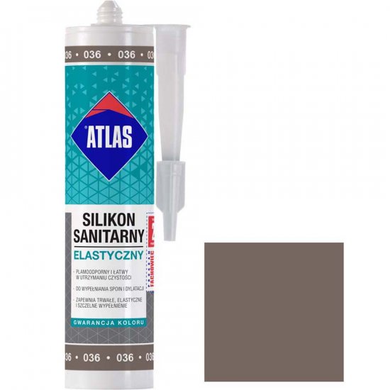 Silikon sanitarny Atlas 036 ciemnoszary 280 ml
