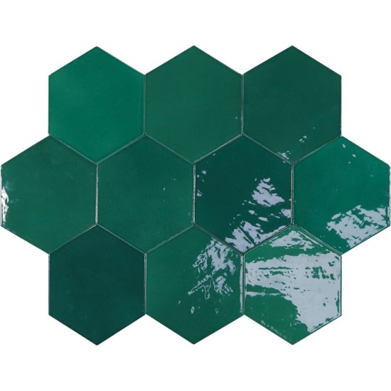 Płytka ścienna hiszpańska Wow Design ZELLIGE HEXA emerald glossy 10,8x12,4 gat. I