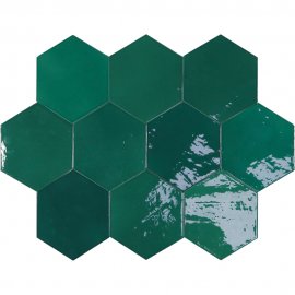Płytka ścienna hiszpańska Wow Design ZELLIGE HEXA emerald glossy 10,8x12,4 gat. I