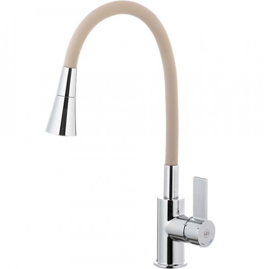 KFA Bateria kuchenna stojąca RUMBA DUO z elastyczną wylewką chrom + beżowy 6553-925-51