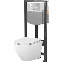 CERSANIT Zestaw podtynkowy SYSTEM 50 mech miska DESSE wirowa, deska, przycisk chrom S4003-008