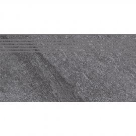 Gres szkliwiony stopnica BOLT dark grey structure mat 29,8x59,8 gat. I