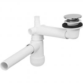 COMAD Syfon umywalkowy niski PRELOC 400 z korkiem CLICK-CLACK chrom