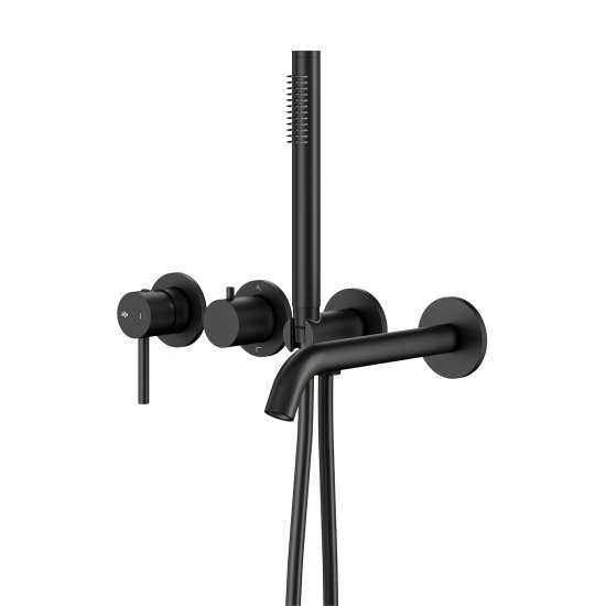 KFA Zestaw wannowy MOZA podtynkowy z baterią 3-otworową 2-funkcyjną czarny 5039-411-81