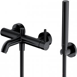 OMNIRES Bateria wannowa Y ścienna z zestawem prysznicowym czarna półmat Y1231BL