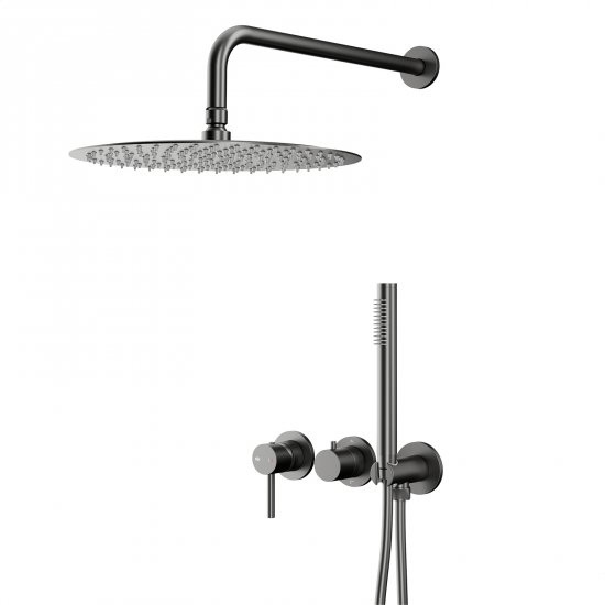 KFA Zestaw prysznicowy MOZA podtynkowy z baterią 3-otworową 2-funkcyjną gun metal 5039-511-61