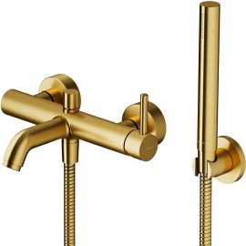 OMNIRES Bateria wannowa Y ścienna z zestawem prysznicowym złota szczotkowana Y1231GLB