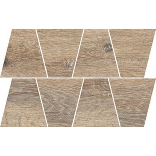 Gres szkliwiony GRAND WOOD NATURAL COLD brown MOSAIC TRAPEZE mat 0,8 19x30,6 gat. I