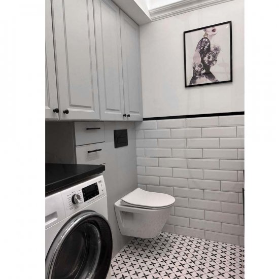 Gres szkliwiony PATCHWORK CLOVER black pattern satin 29,8x29,8 gat