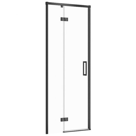 Drzwi prysznicowe LARGA czarny 80x195 LEWE szkło transparentne