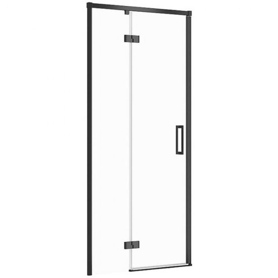 Drzwi prysznicowe LARGA czarny 90x195 LEWE szkło transparentne