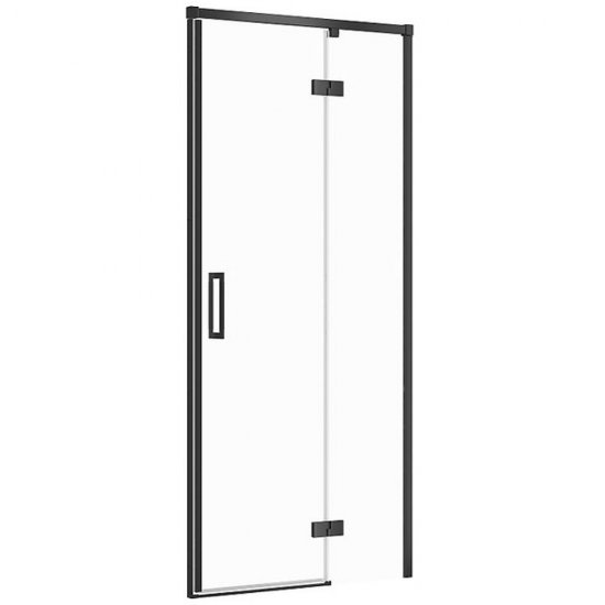 Drzwi prysznicowe LARGA czarny 90x195 PRAWE szkło transparentne