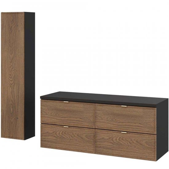 COMAD Zestaw mebli TALIA CASELLA 2 szafki z blatem BLACK 120 cm, słupek 30 cm