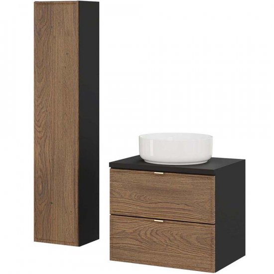 COMAD Zestaw mebli TALIA CASELLA szafka z blatem BLACK 60 cm, umywalka MAJA, słupek 30 cm