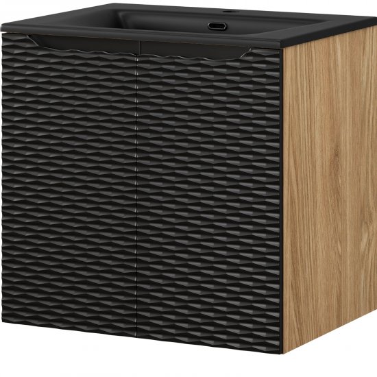 COMAD Szafka z drzwiami OCEAN BLACK z umywalką meblową SKY BL 60 cm