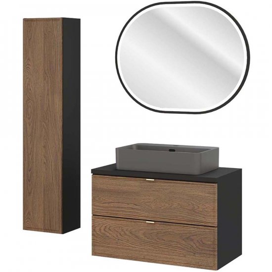 COMAD Zestaw mebli TALIA CASELLA szafka z blatem 80 cm, umywalka TRUST, słupek, lustro LED 90