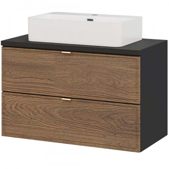 COMAD Zestaw mebli TALIA CASELLA szafka z blatem BLACK 80 cm, umywalka TRUST