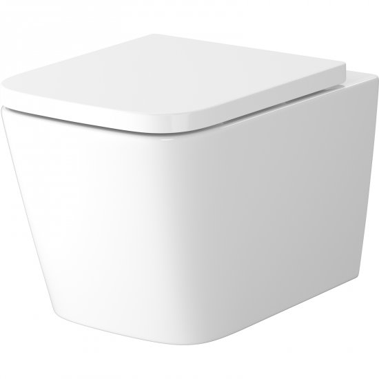 LIVI Miska WC podwieszana bezkołnierzowa wirowa z deską duroplastową biała K3050-002