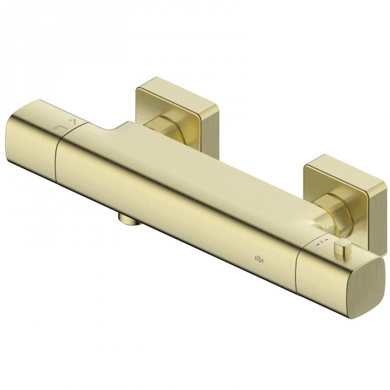 KFA Bateria prysznicowa MALAGA termostatyczna ścienna jasna złota szczotkowana PVD 5756-010-31