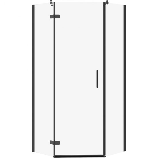 CERSANIT Kabina prysznicowa pięciokątna JOTA lewa czarna 90x90x195 szkło transparentne S160-016