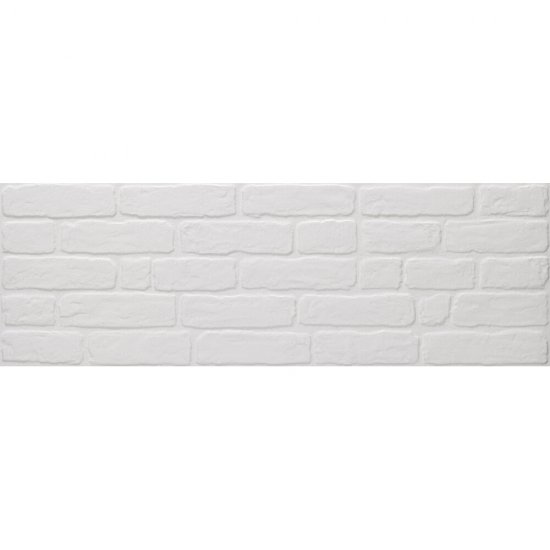 Płytka ścienna hiszpańska KERABEN Wall Brick white mat 30x90 gat. I