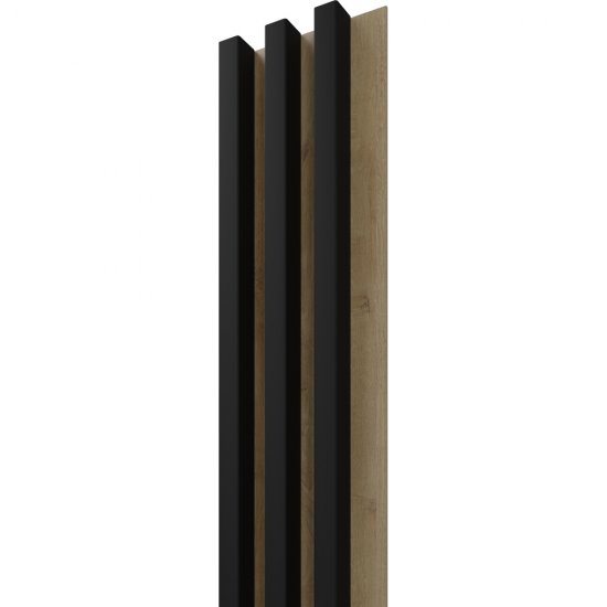 Lamel ścienny LINEA SLIM 3 - panel 265x15 czarny/dąb Stegu