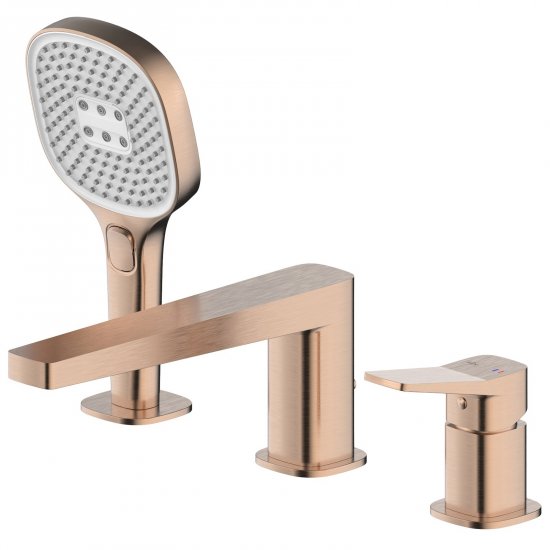 KFA Bateria wannowa MALAGA 3-otworowa stojąca różowa złota szczotkowana PVD 4525-210-34