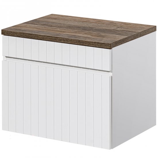 COMAD Szafka podumywalkowa ICONIC WHITE z blatem SANTA FE OAK 60 cm