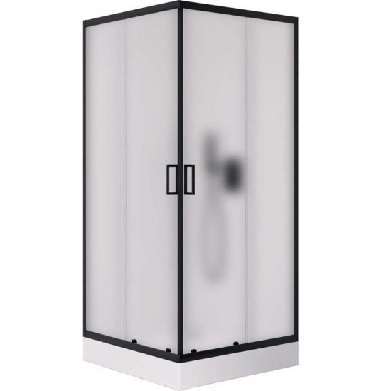 NEW TRENDY Kabina prysznicowa SUVIA BLACK kwadratowa z brodzikiem 80x80 szkło satynowe ZS-0019