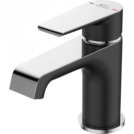 LAVEO Bateria umywalkowa stojąca LARGO z korkiem klik-klak czarna/chrom BAH_722D