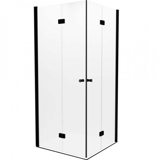 NEW TRENDY Kabina prysznicowa SUPERIA BLACK kwadratowa 80x90 drzwi składane szkło czyste K-3570