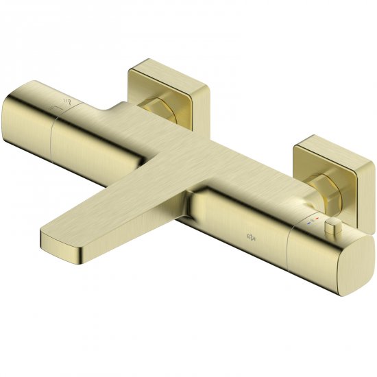 KFA Bateria wannowa MALAGA termostatyczna ścienna jasna złota szczotkowana PVD 5754-010-31