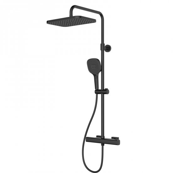 KFA Deszczownica MALAGA ścienna z baterią termostatyczną natryskową czarna 5756-910-81