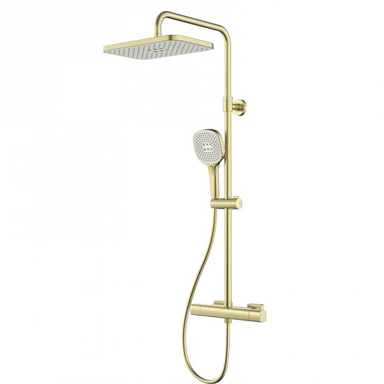 KFA Deszczownica MALAGA ścienna z baterią termostatyczną natryskową jasna złota PVD 5756-910-31