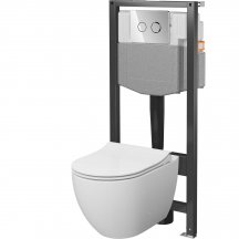 CERSANIT Zestaw podtynkowy GARDA SYSTEM 50 pneumatyczny, miska, deska, przycisk chrom S4015-001