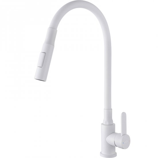 INVENA Bateria kuchenna stojąca DALIS z 2-funkcyjną elastyczną wylewką biała BZ-64-002-L