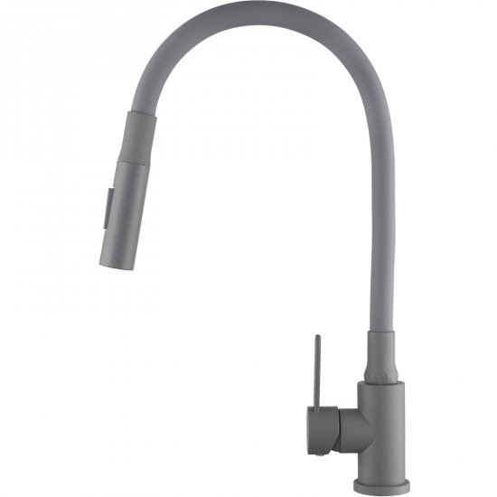 INVENA Bateria kuchenna stojąca DALIS z 2-funkcyjną elastyczną wylewką szara BZ-64-005-L