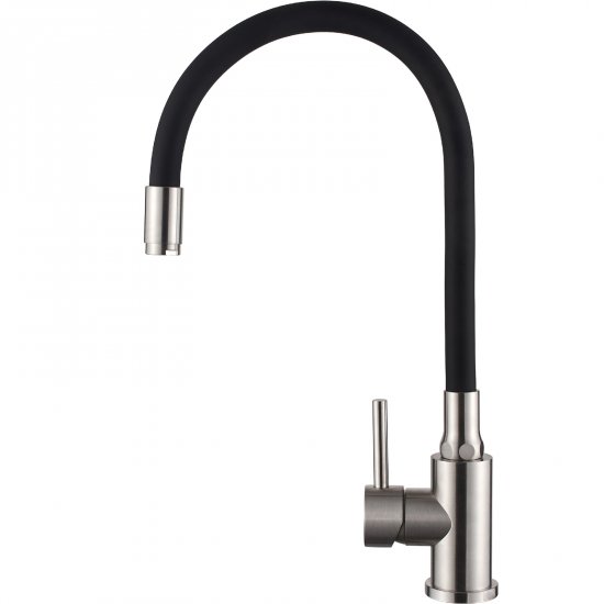 INVENA Bateria kuchenna stojąca SILVA z elastyczną wylewką inox/czarna BZ-86-043-L