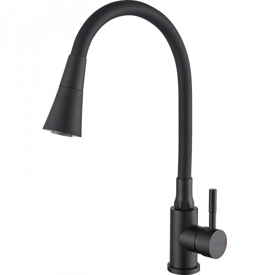 INVENA Bateria kuchenna stojąca GABI z 2-funkcyjną elastyczną wylewką czarna BZ-87-004-L