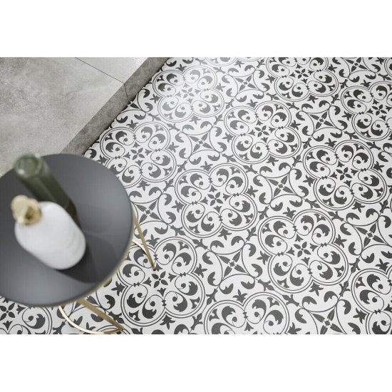 Gres szkliwiony PATCHWORK NAOMI white-black satin 29,8x29,8 gat