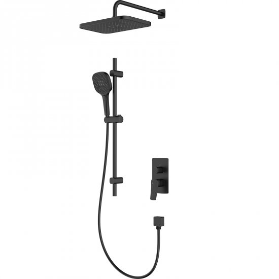KFA Zestaw prysznicowy MALAGA podtynkowy z drążkiem przesuwnym czarny 4529-301-81