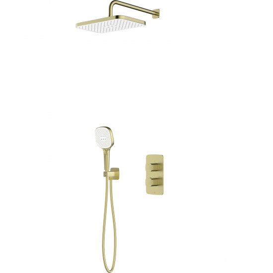 KFA Zestaw prysznicowy MALAGA podtynkowy termostatyczny jasny złoty szczotkowany PVD 5759-501-31