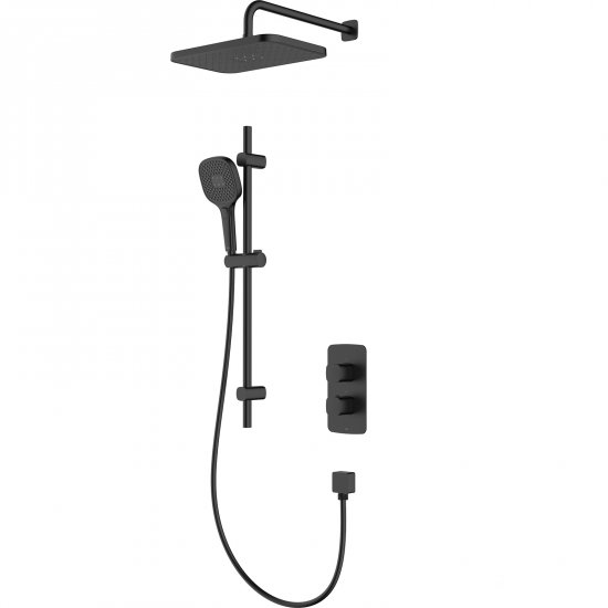KFA Zestaw prysznicowy MALAGA podtynkowy termostatyczny z drążkiem przesuwnym czarny 5759-301-81