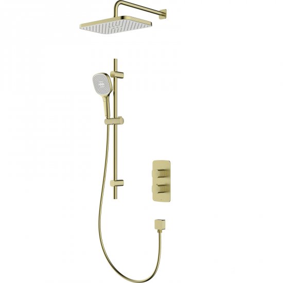 KFA Zestaw prysznicowy MALAGA podtynkowy termostatyczny z drążkiem jasny złoty PVD 5759-301-31