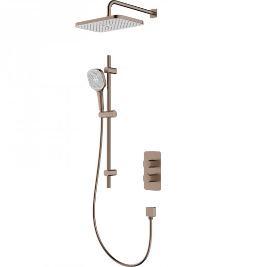 KFA Zestaw prysznicowy MALAGA podtynkowy termostatyczny z drążkiem różowy złoty PVD 5759-301-34