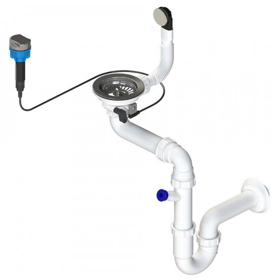 LAVEO Syfon typu SPACE SAVING 3,5" do zlewozmywaków 1-komorowych z korkiem stal OKS_123T