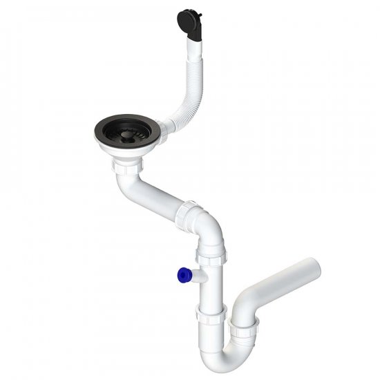 LAVEO Syfon typu SPACE SAVING 3,5" do zlewozmywaków 1-komorowych czarny OKS_223C